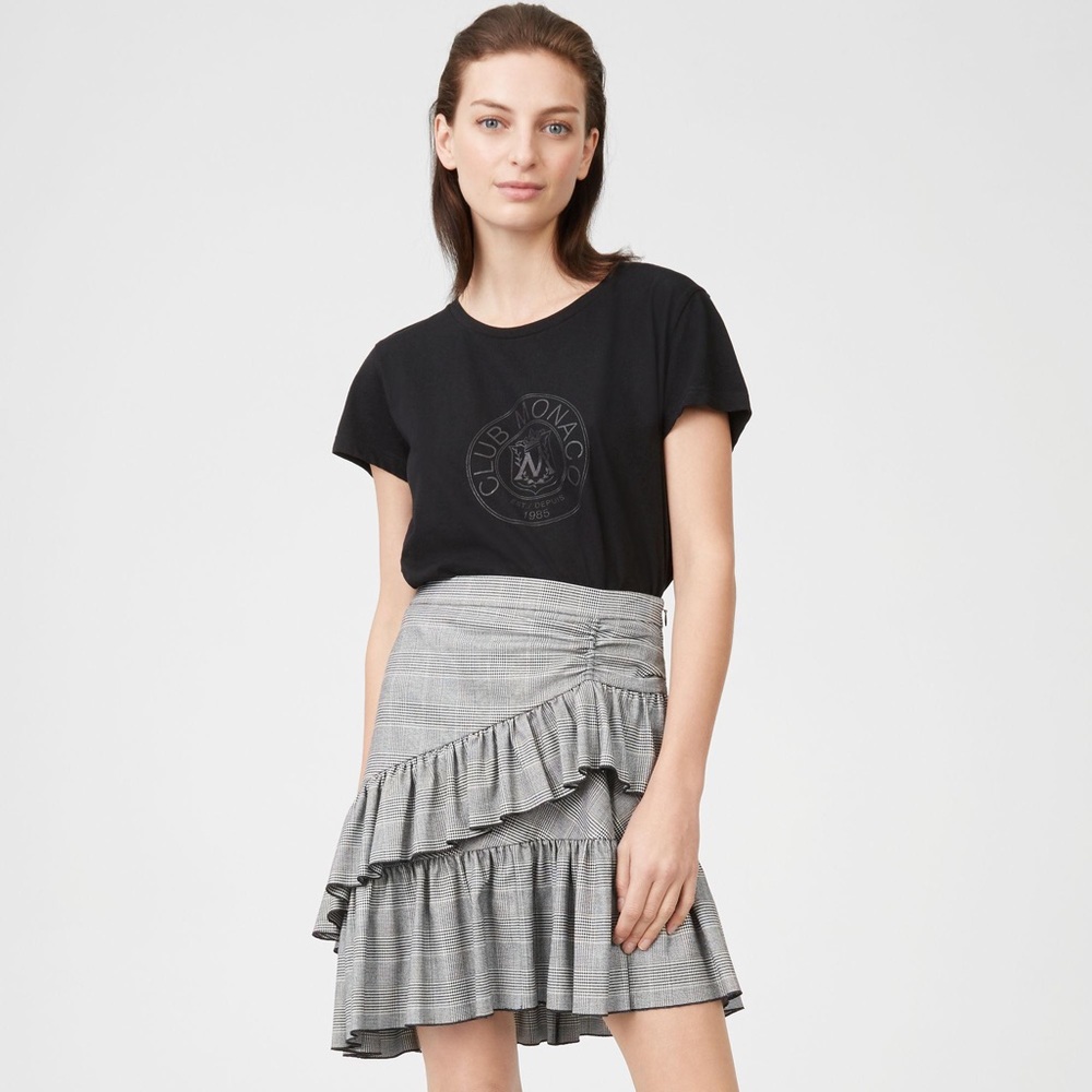Club Monaco Houndstooth Ruffle Skirt “Pru”